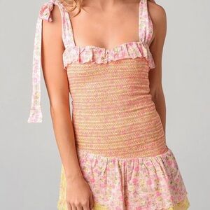 LoveShackFancy Aya Pink Mini Dress